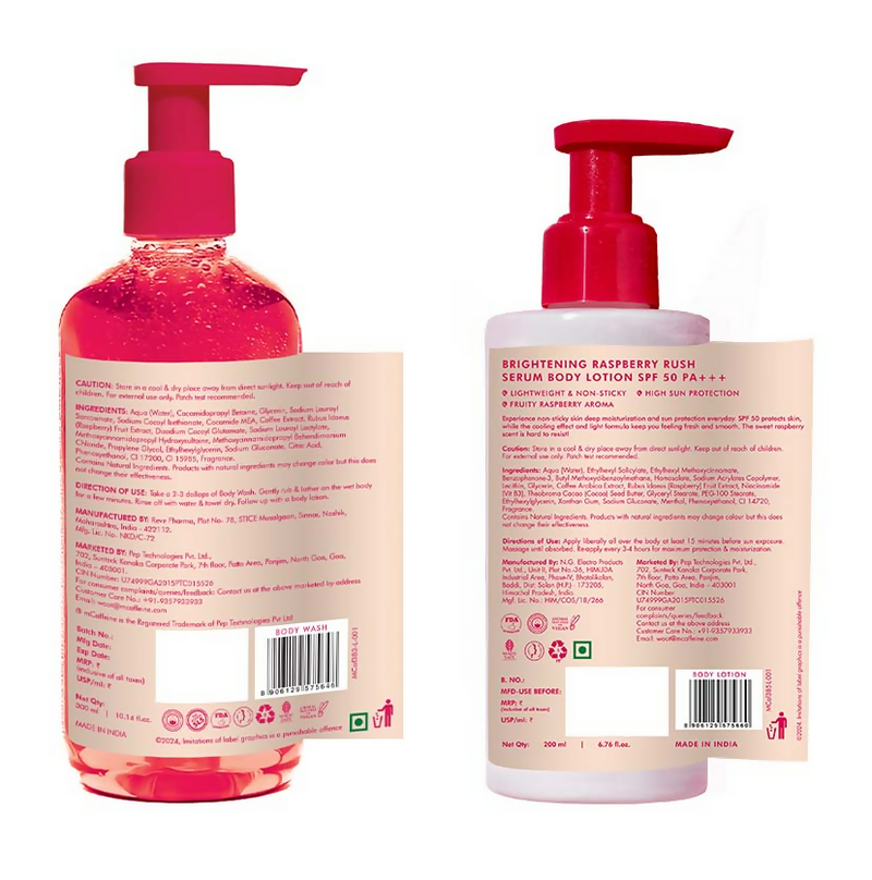 mCaffeine Brightening Raspberry Rush Body Wash & Serum Lotion