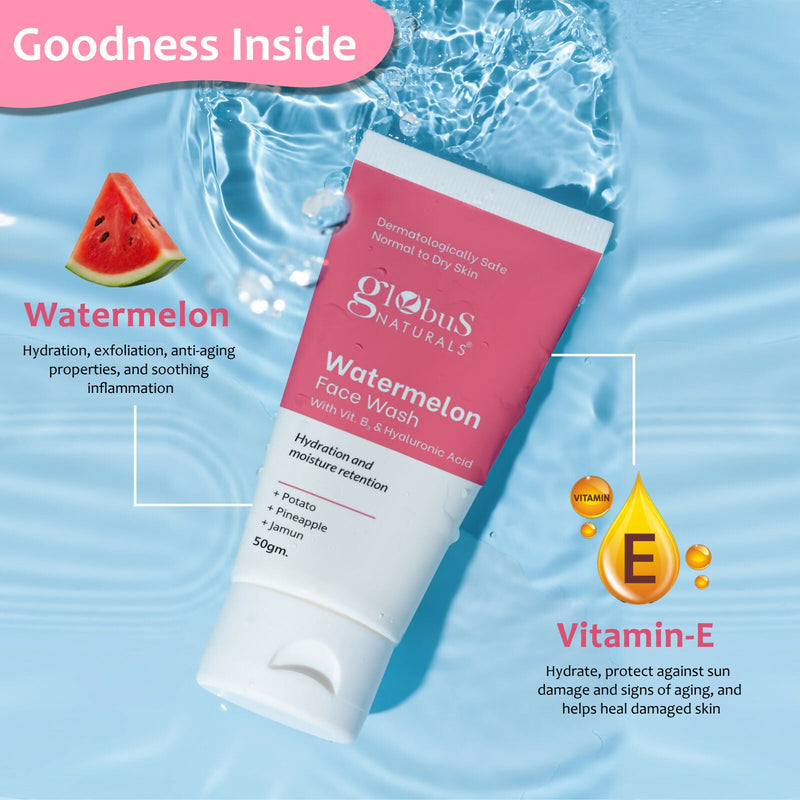 Globus Naturals Watermelon Face Wash with Vitamin B3 & Hyaluronic Acid