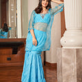 Tijori Light Blue Leheriya Organza Sharara Set