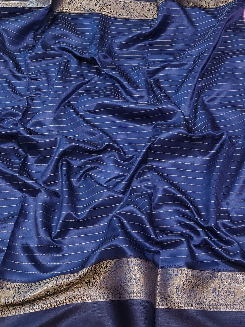 Soft Silk Saree With Gold Zari Chex Work