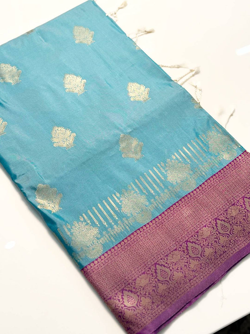 Soft Silk Bali Jewellery Zari Butta Saree