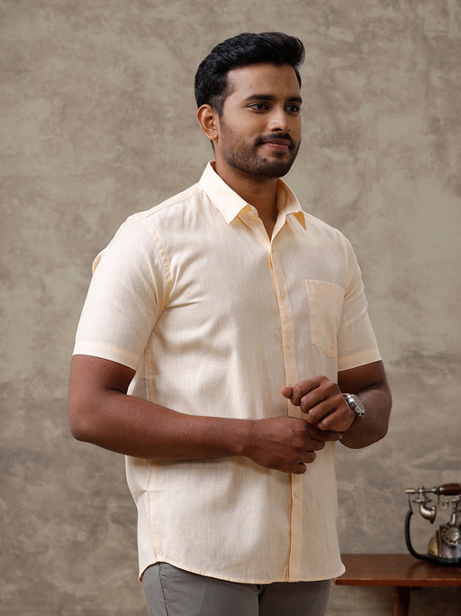 Men Cotton Rich Shirt  Light Orange T44 TT2