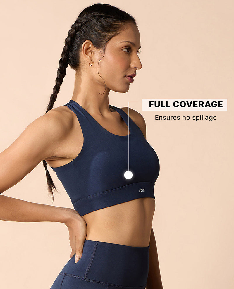 Crostini Full Coverage Sports Bra Navy Blue