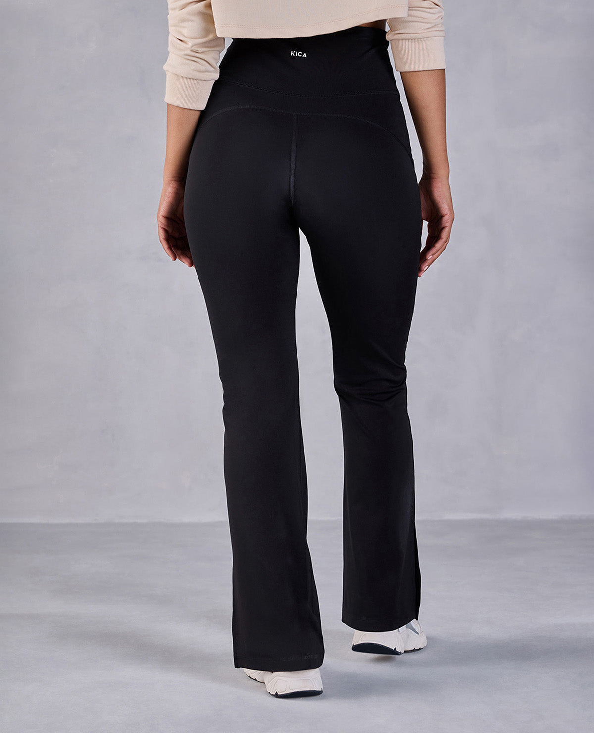 Criss Cross Flare Pants in Sculpting Stretch Kica SKN Fabric Black