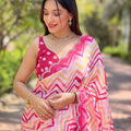 Bollywood Leheriya And Striped Print Saree