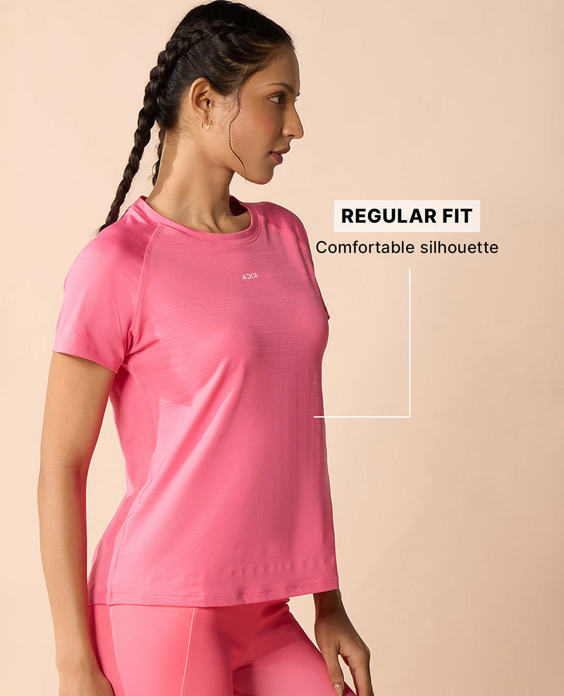 Kica Regular Fit Active Top in Dry Fit Fabric Pink