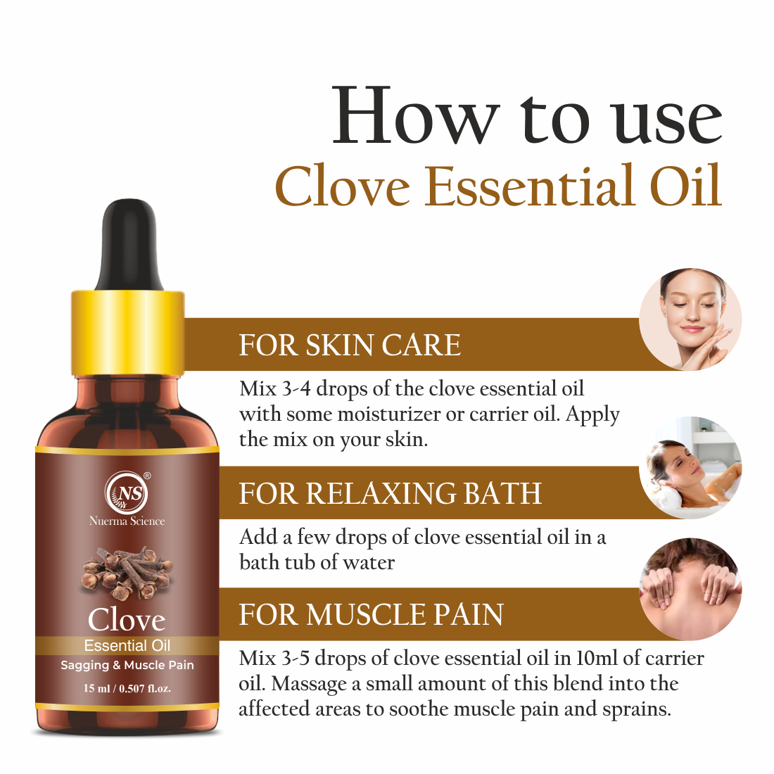 Nuerma Science Clove Essential Oil For Skin, Hair & Teeth