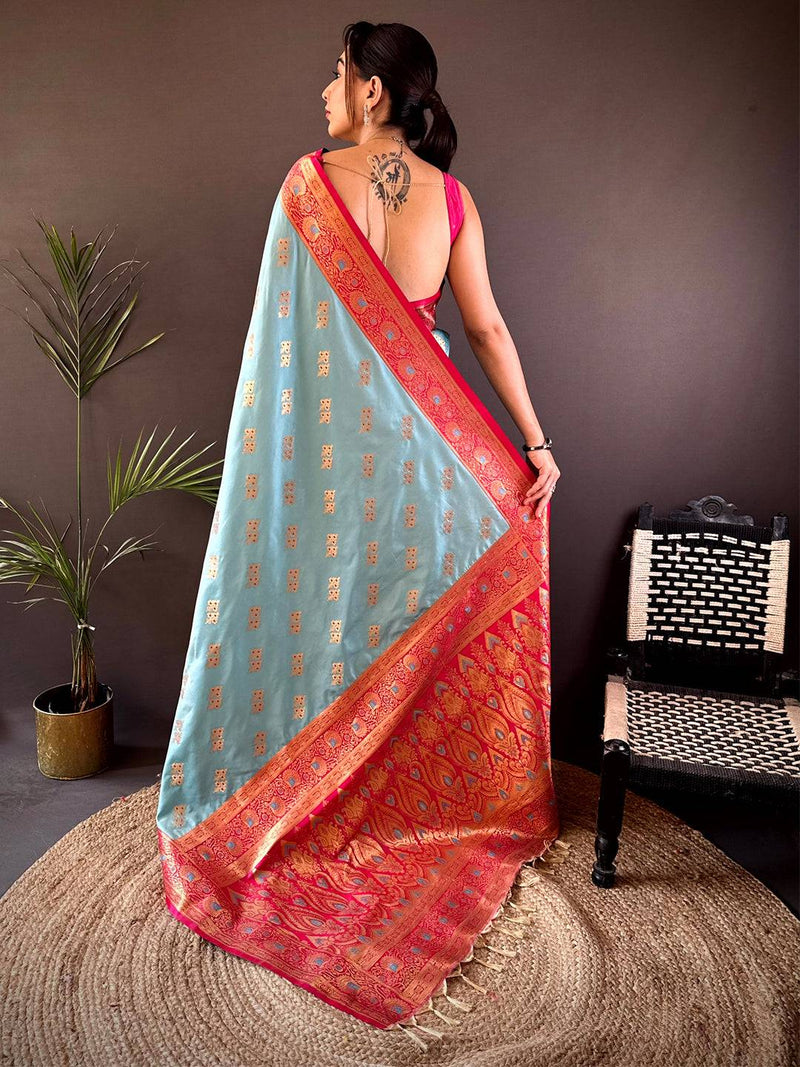 Sky Blue Soft Silk Kanjivaram Saree