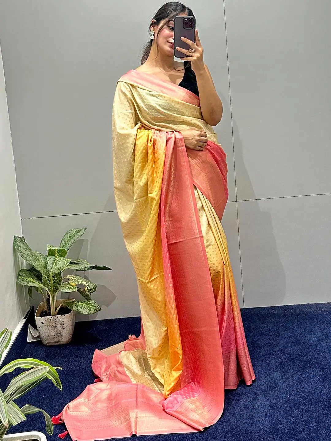 Soft Silk Banarasi Ombre Print Party Wear Saree