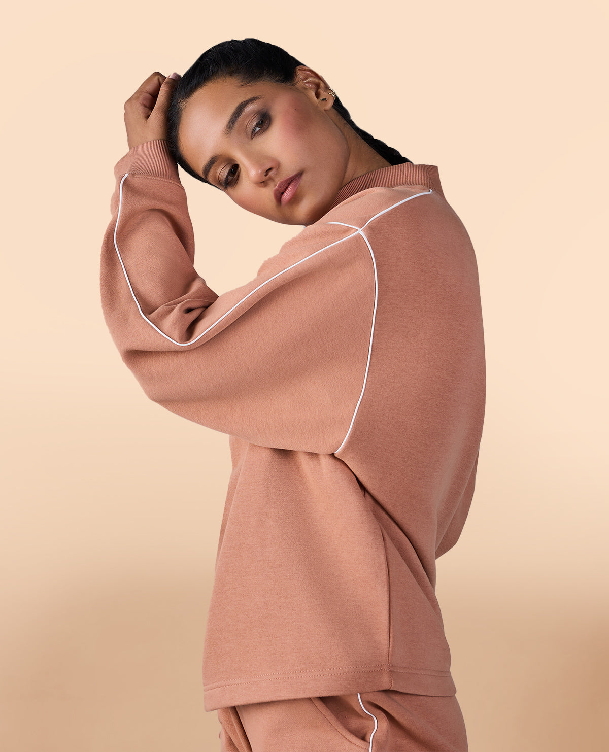 Fleece Oversized Sweatshirt Brown