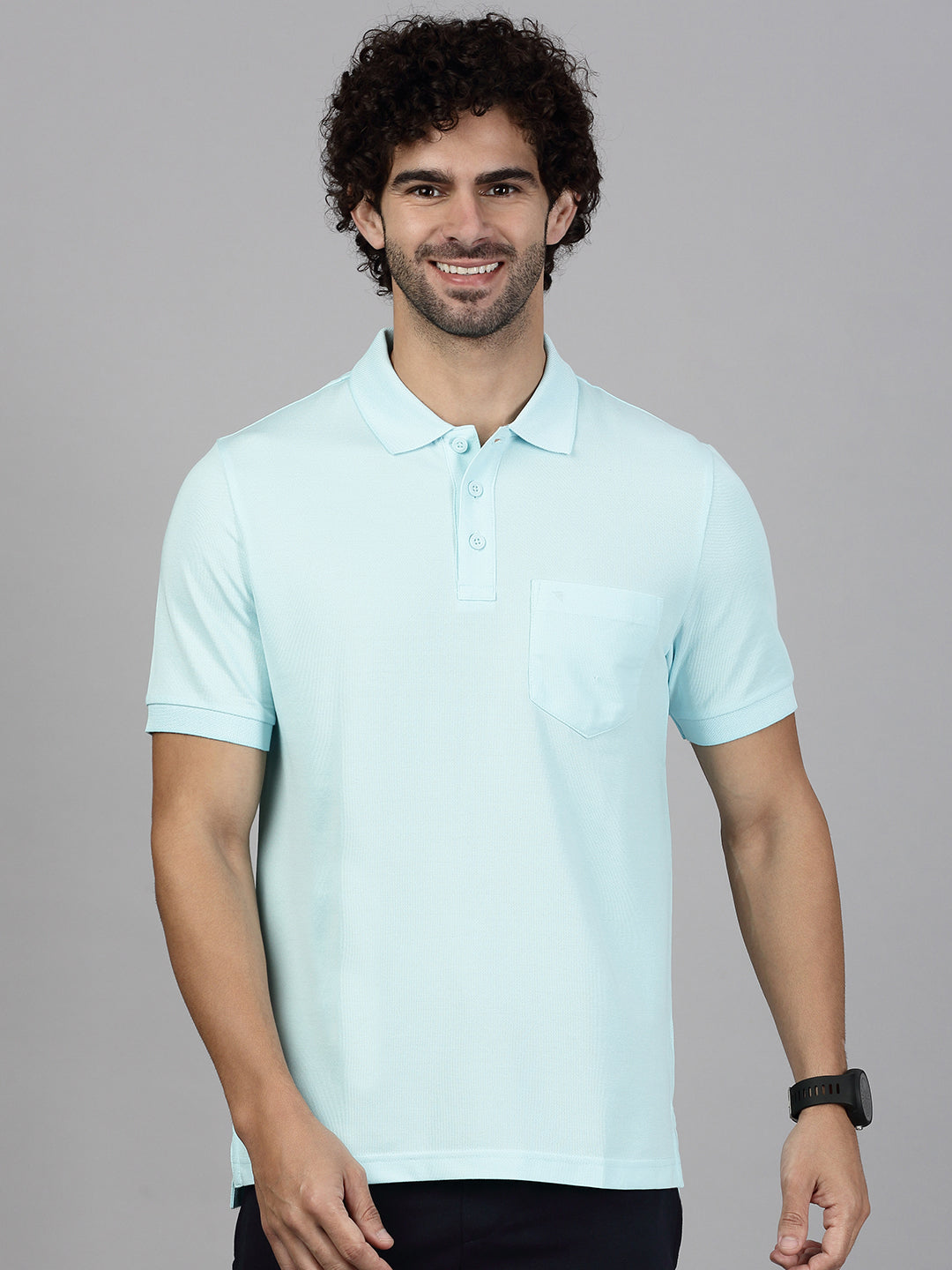 Men Aqua Blue T-shirt and Black Shorts Combo