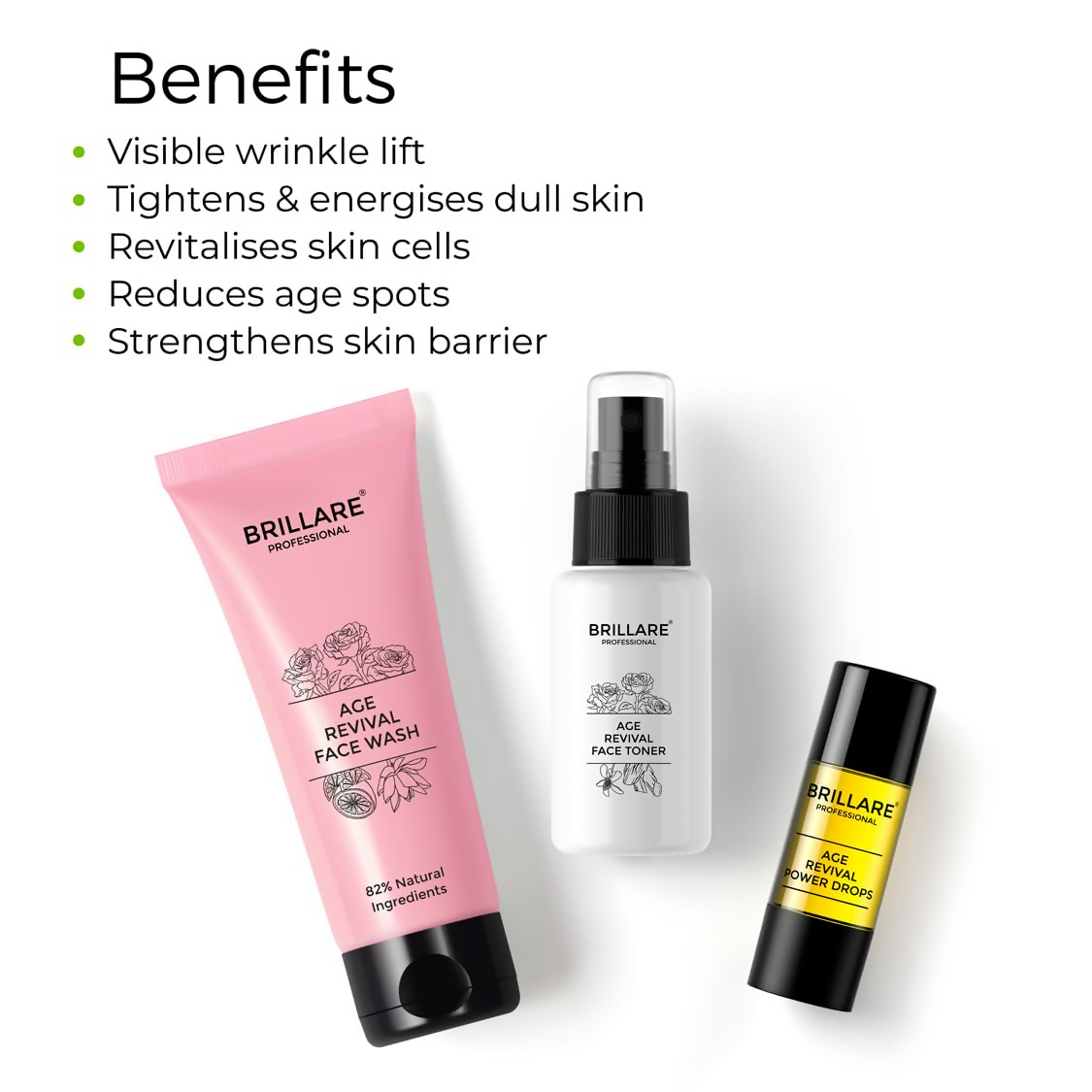 Brillare Age Revival Natural Face Wash Toner and Face Serum Combo