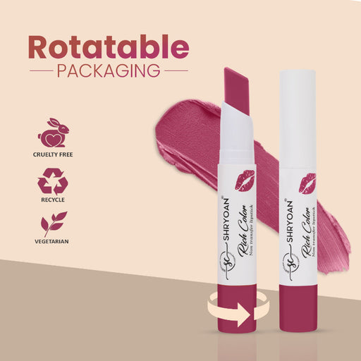 Shryoan Rich Color Non-Transfer Long Stay Creamy Lipstick - Grape Fruit 15 - Chocolate Drizzle - 03