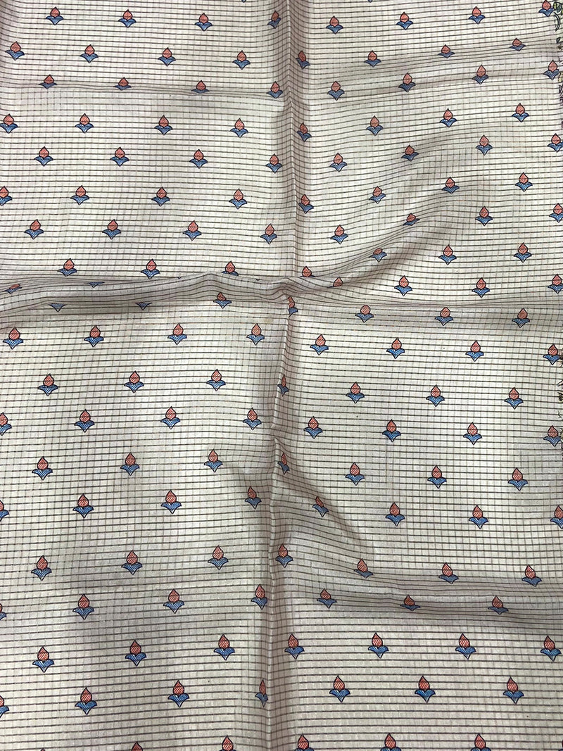 Light Pink Chanderi Madhubani Black Chex Saree