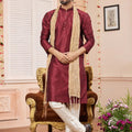 Raivat Ethnic Maroon Colour Art Silk Kurta Pajama With Matching Dupatta