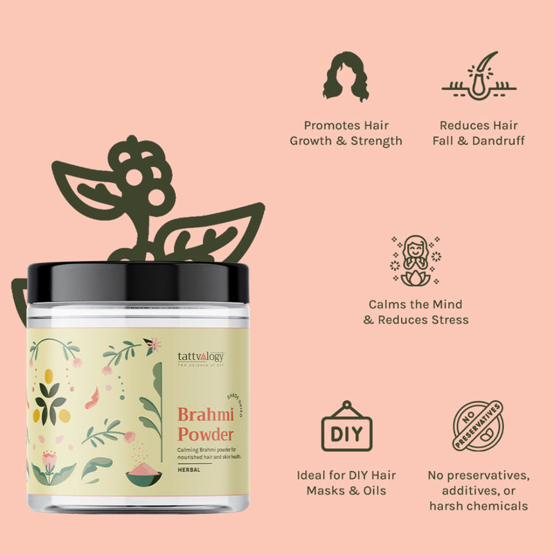 Tattvalogy Brahmi Powder -Brahmi Leaves, Conditions Hair, Adds Shine & Promotes Silky, Healthy Hair