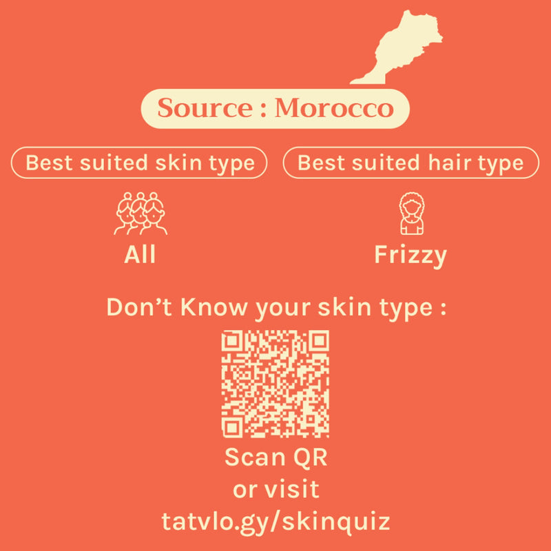 Tattvalogy Organic Moroccan Argan Oil - Vitamin-E Rich, Antioxidant, Tames Frizz for Smooth Hair