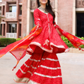 Red Hibiscus Gotapatti Sharara Set