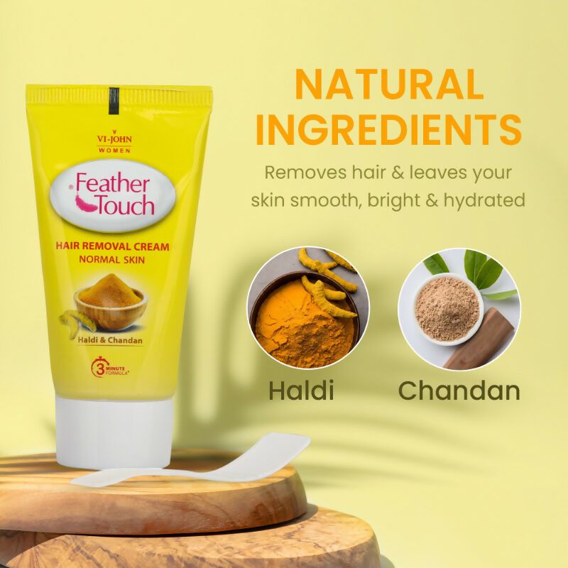 VI-JOHN Women Feather Touch Haldi & Chandan Hair Removal Cream for Women For Normal Skin, Suitable for Legs, Underarms, Bikini Line, Arms