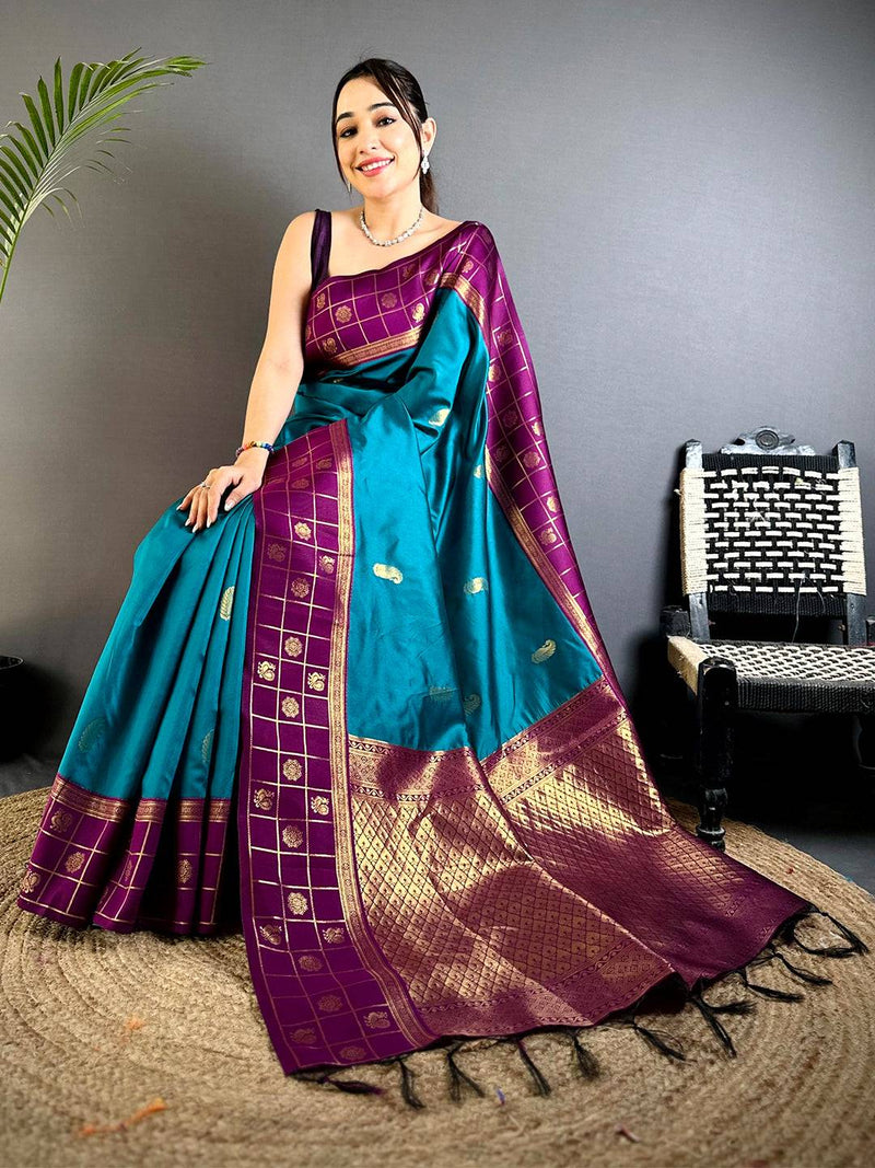Peacock Aura Banarasi Katan Silk Saree