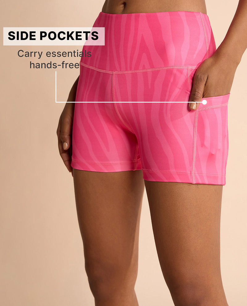 High Waisted Second SKN Booty Shorts Animal print Pink