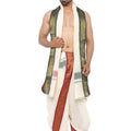 Mens Panchakacham Dhoti with Angavasthram 16 khan Jaripet Kora