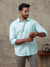 Men Cotton Rich Shirt Light Green T44 TT5