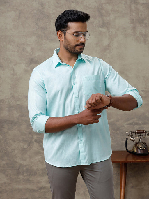 Men Cotton Rich Shirt Light Green T44 TT5