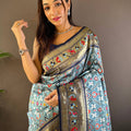 Sky Blue Patola Silk Zari Weaving Saree