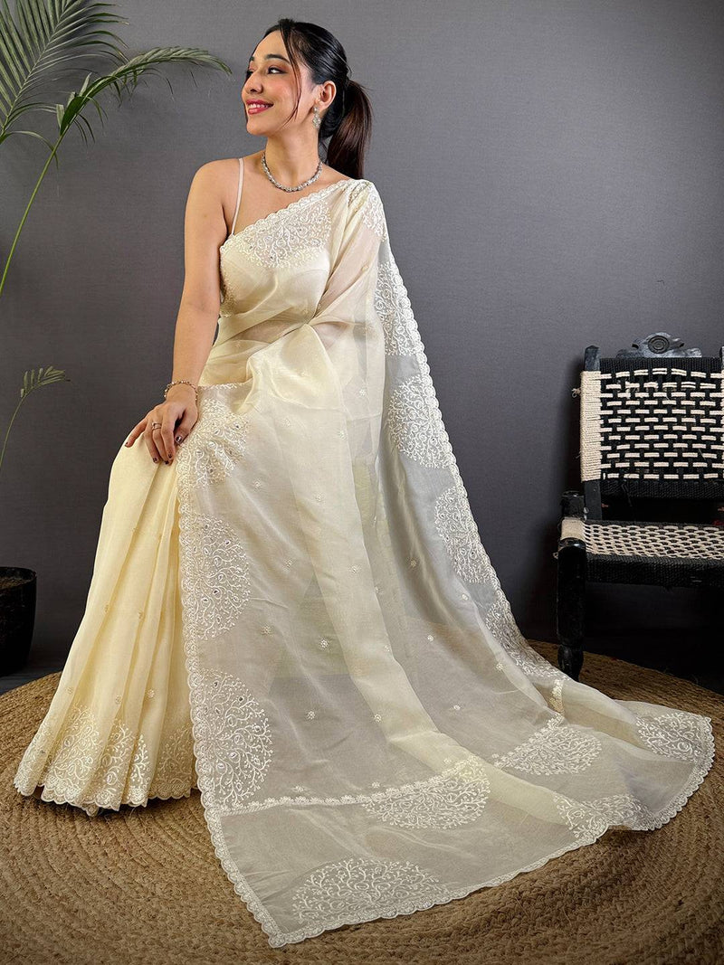 Ethereal White Soft Chiffon Saree