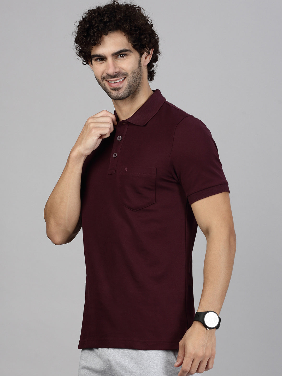 Men Grape T-shirt and Grey Shorts Combo