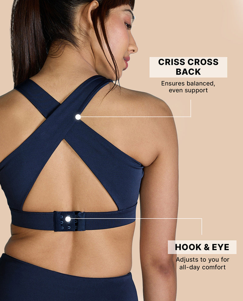 Crostini Full Coverage Sports Bra Navy Blue