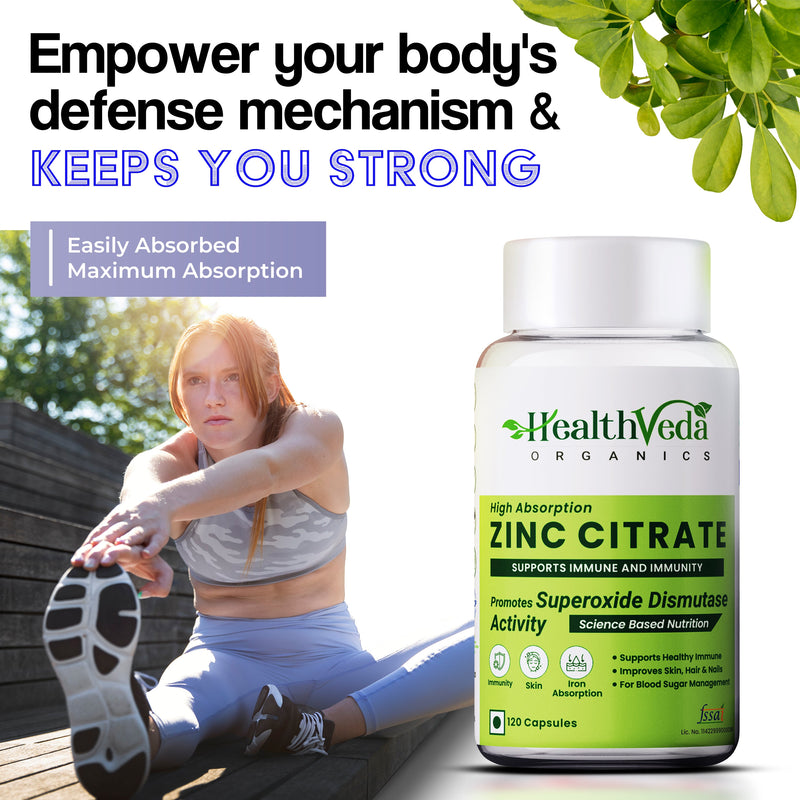 Health Veda Organics Zinc Citrate Veg Capsules