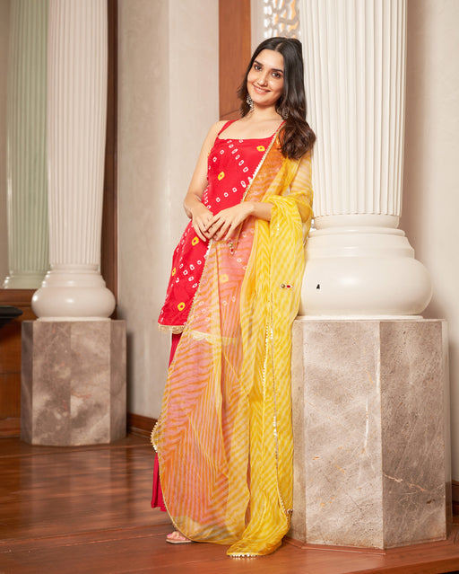 Tithi Pink Bandhani Silk Sharara Set