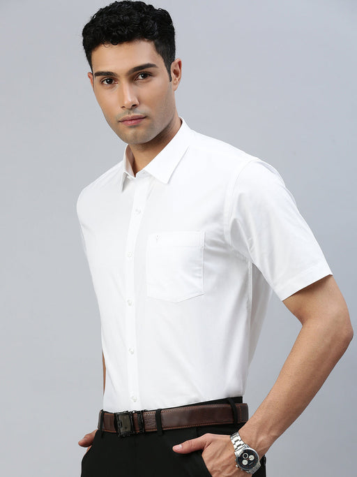 Men 100% Cotton Starch Finish White Shirt Cool Cotton