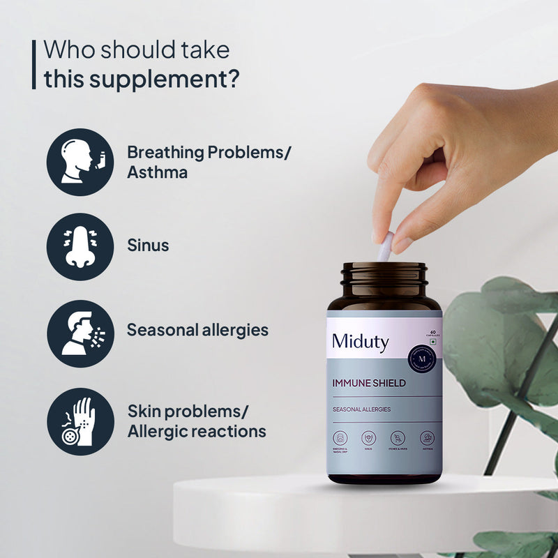 Miduty by Palak Notes Immune Shield Seasonal Allergies Capsules