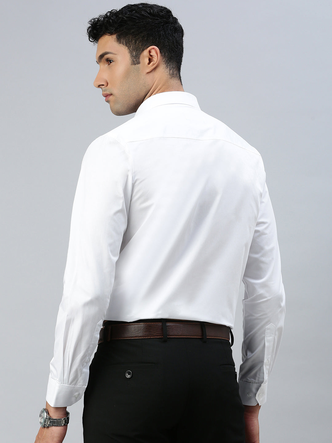 Men 100% Cotton Starch Finish White Shirt Cool Cotton