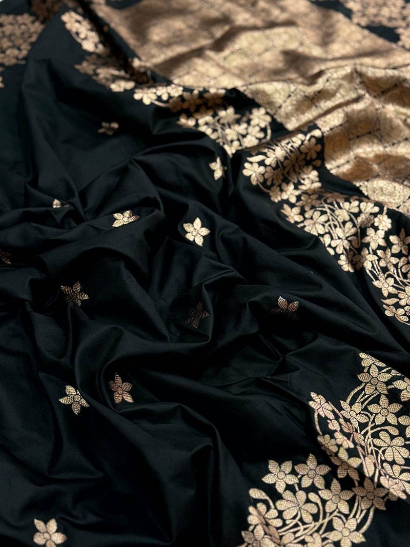 Rose Gold Blossom Soft Satin Silk Saree