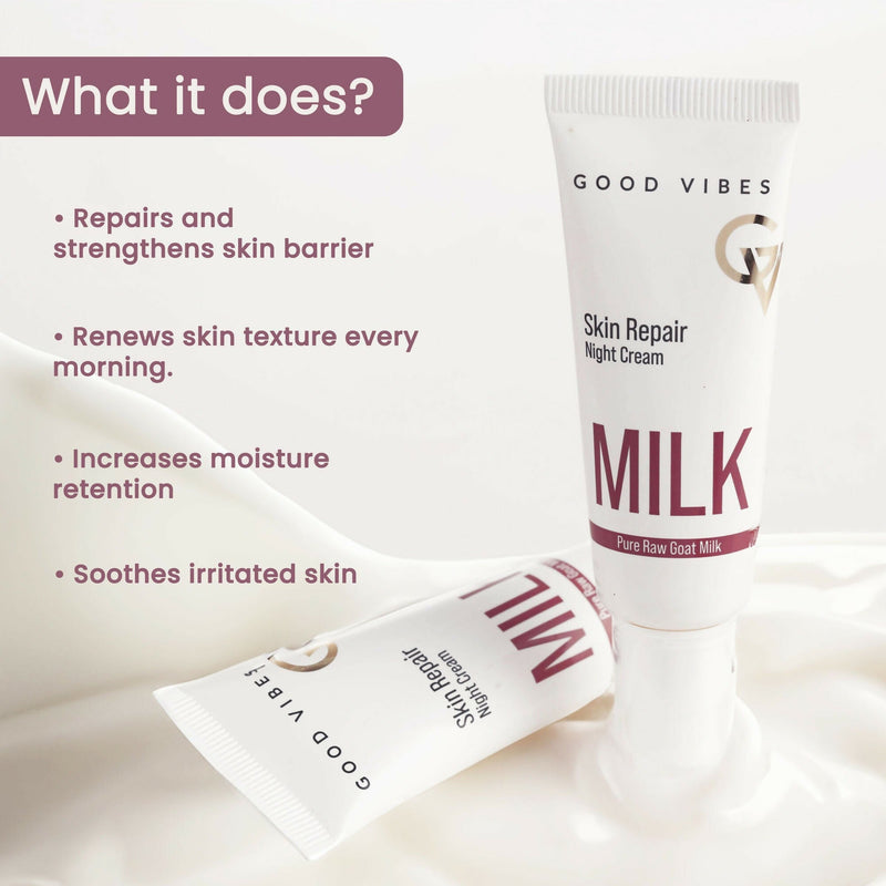 Good Vibes Skin Repair Milk Night Cream with 100% Pure Raw Goat Milk
