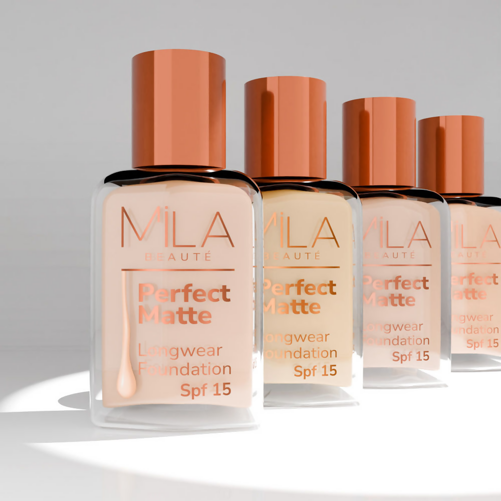 Mila Beaute Perfect Matte Longwear Foundation with SPF 15 & Oil Control Formula - Blush