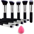 URBANMAC 10-Piece Black Makeup Brush Set with Sponge Puff
