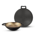 Indus Valley Cast Iron Cookware Set: Kadai & Tawa, Nonstick, 2-Piece