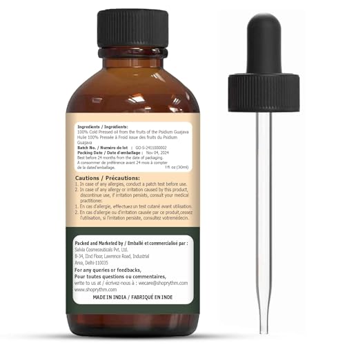Organic Zing Guava (Psidium Guajava) Oil | Pure & Natural Essential Oil for Skincare, Hair Care, Aroma and Diffusers
