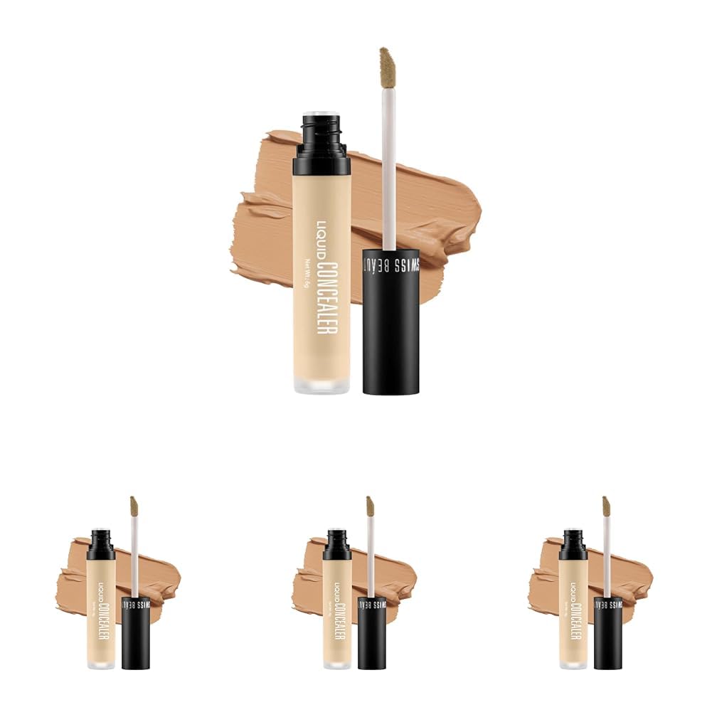 Swiss Beauty Liquid Light Weight Concealer With Full Coverage |Easily Blendable Concealer For Face Makeup With Matte Finish | Shade- Light - Moyen, 6g