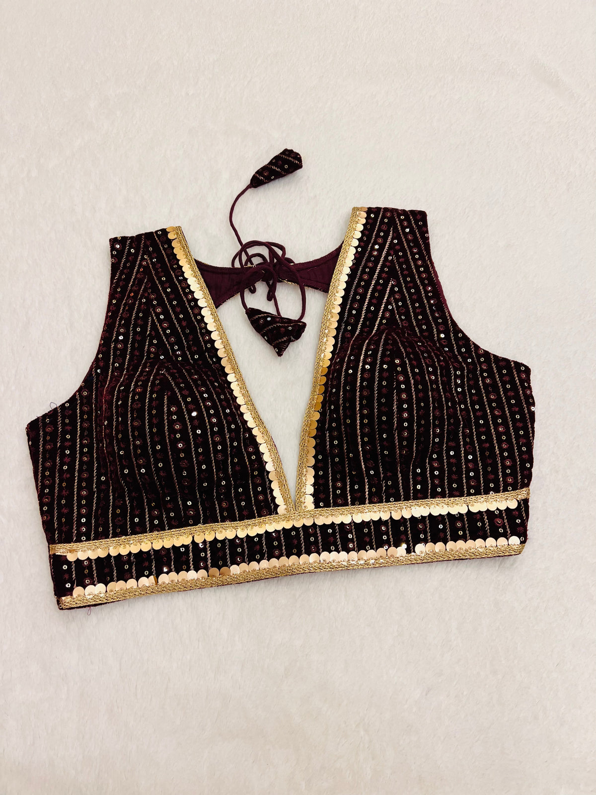 ZARIYA SEQUINS MAROON BLOUSE
