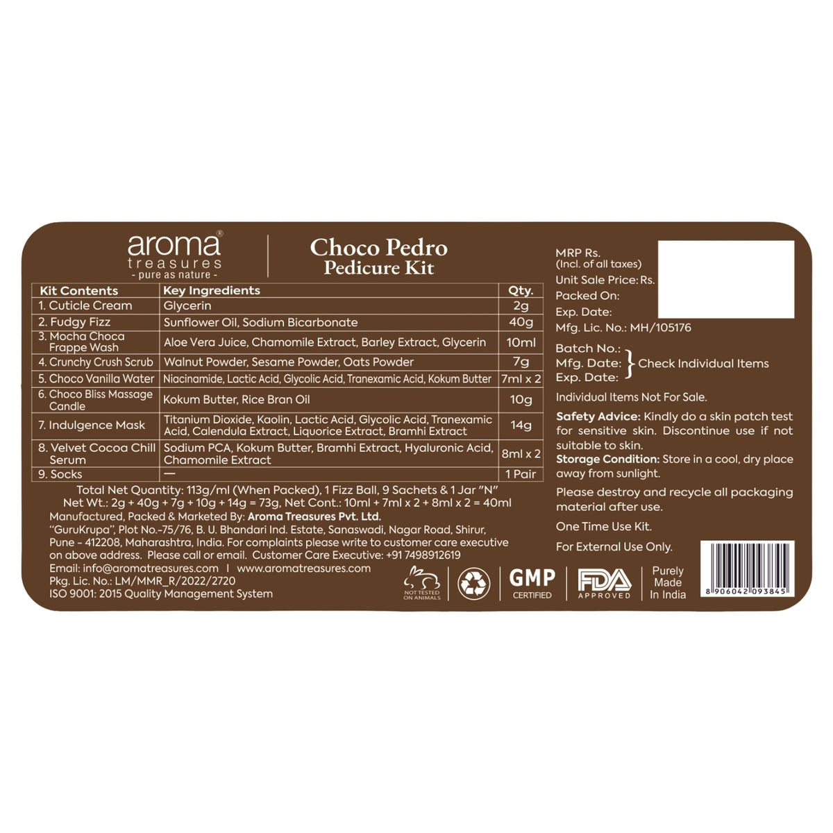 Aroma Treasures Choco Pedro Chocolate Pedicure Kit