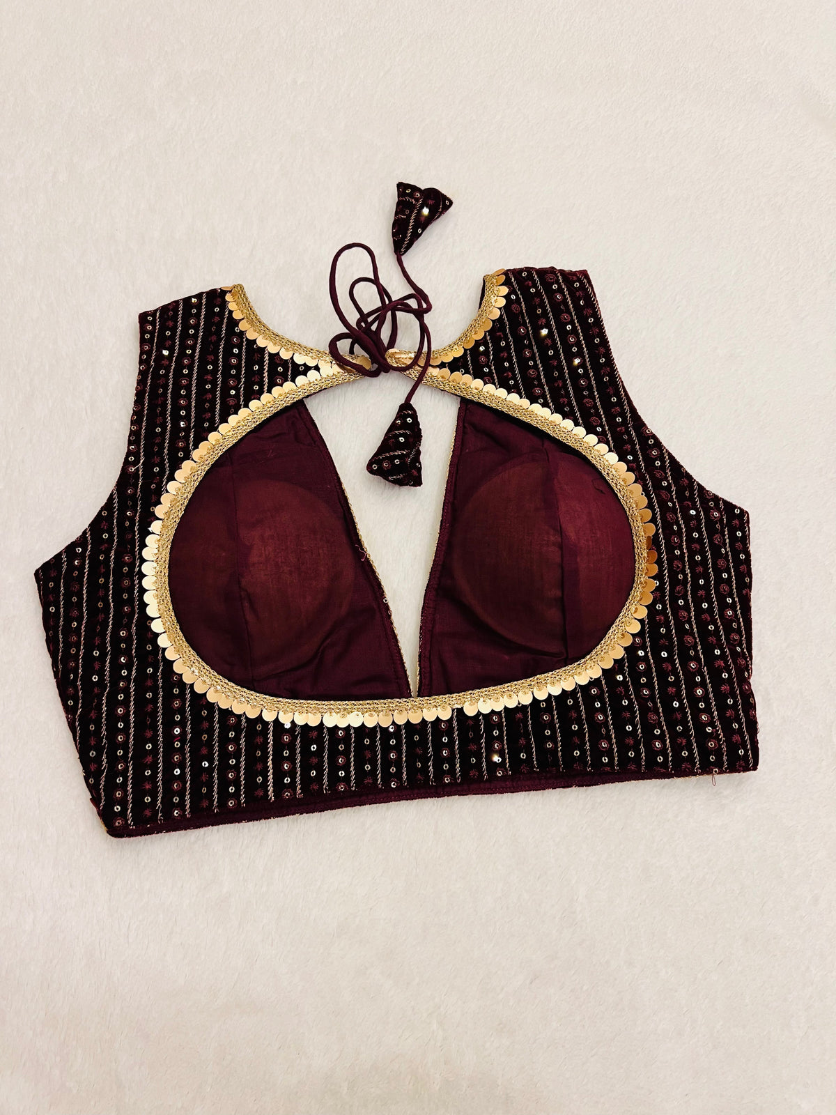 ZARIYA SEQUINS MAROON BLOUSE
