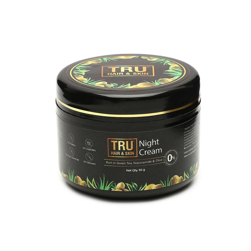 Tru Hair & Skin Night Cream With Green Tea, Niacinamide & Olive