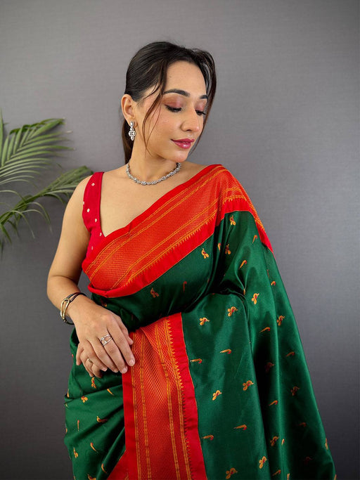 Green Soft Silk Paithani Saree