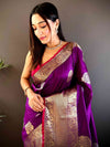 Wine Kanjivaaram Soft Silk Kanchi Zari Weaving Saree